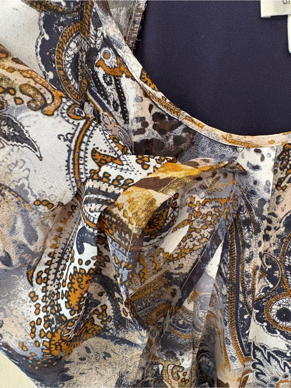 Dress Barn Navy, White and Gold Paisley Sheer Blouse - Picture 5 of 6